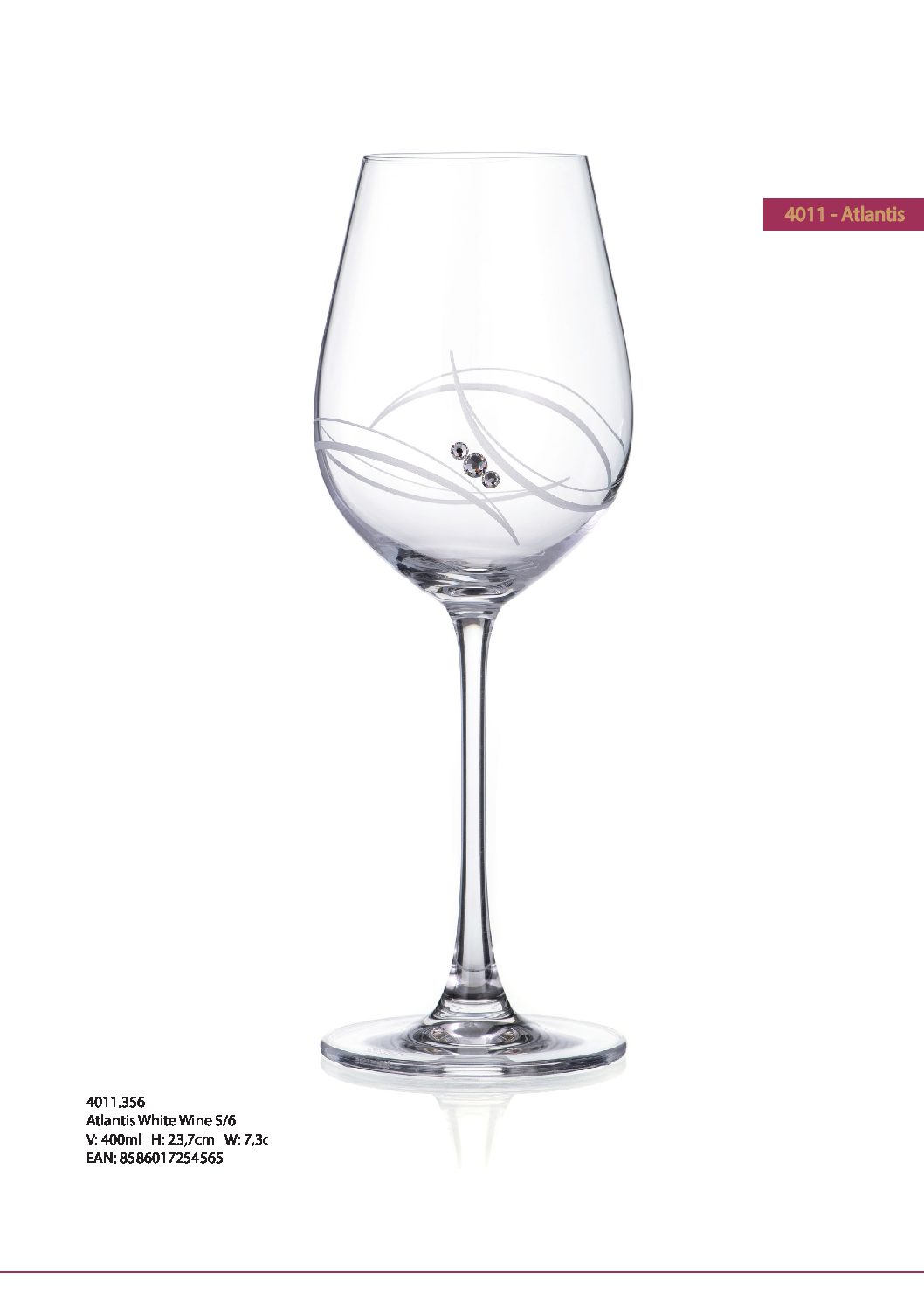 ATLANTIS POHÁRE NA BIELE VÍNO 400 ml - 6 kusov